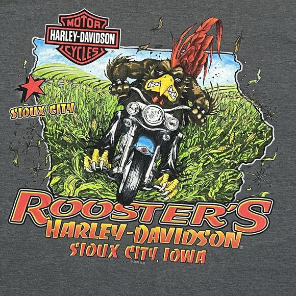 Roosters Harley Davidson Sioux City T-shirt Sz 3XL Motorcycle Biker Skull Corn - Picture 2 of 8